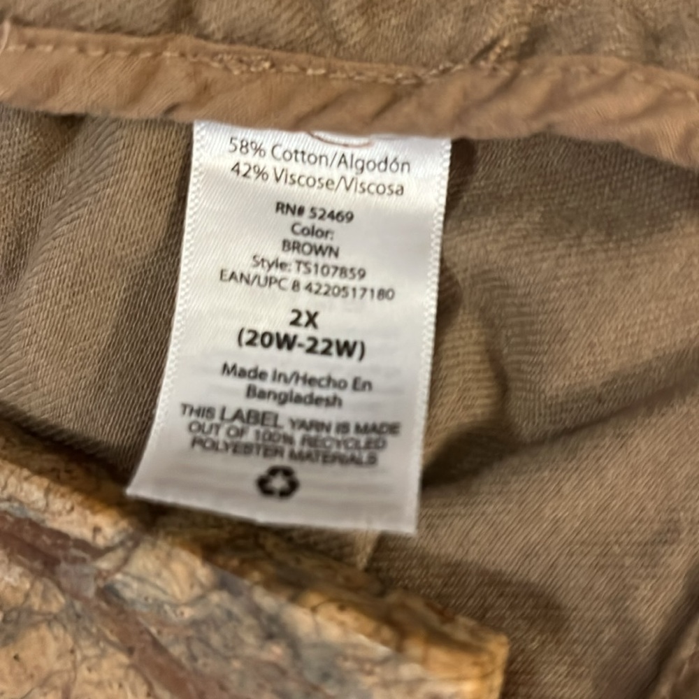 Terra & Sky Brown Cinched Funnel Neck Utility Cargo Technical Field Jacket 2X - Picture 8 of 10